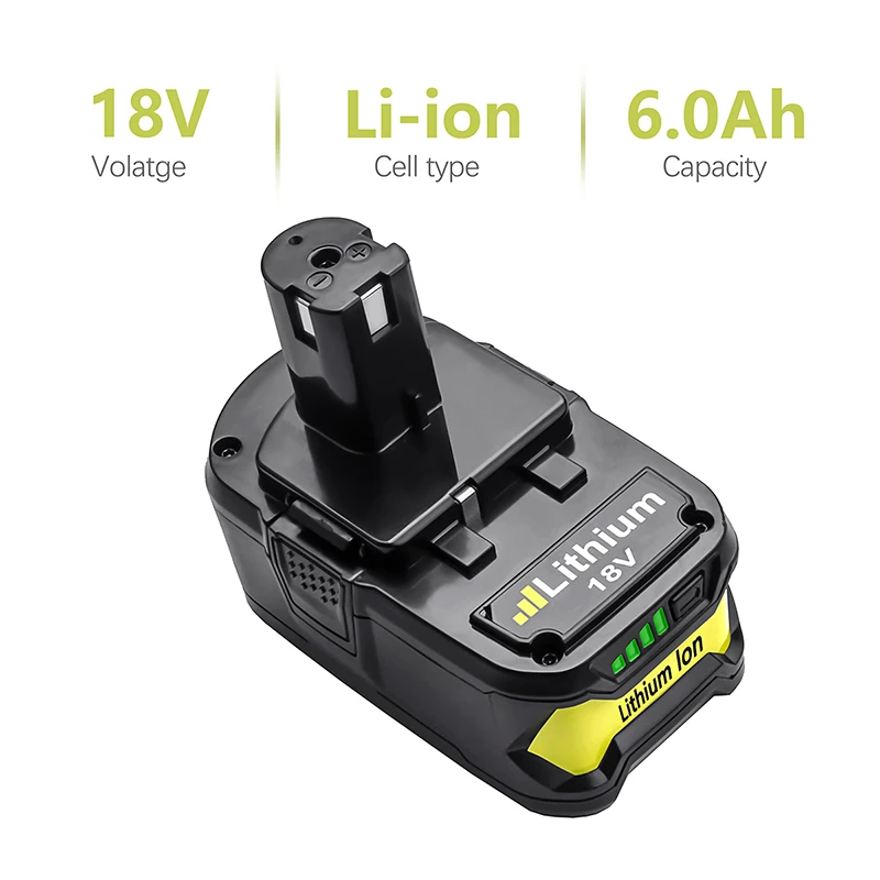 Powtree 6000 мАч для Ryobi батареи 18 в P108 P107 литий-ионная аккумуляторная батарея RB18L40 BPL1820 P107 P104 для Ryobi ONE