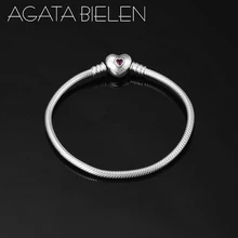 925 пробы Серебряный Модный DIY подарок розовый CZ сердце прекрасный брелок цепочка из змеиных костей браслеты Роскошные ювелирные изделия