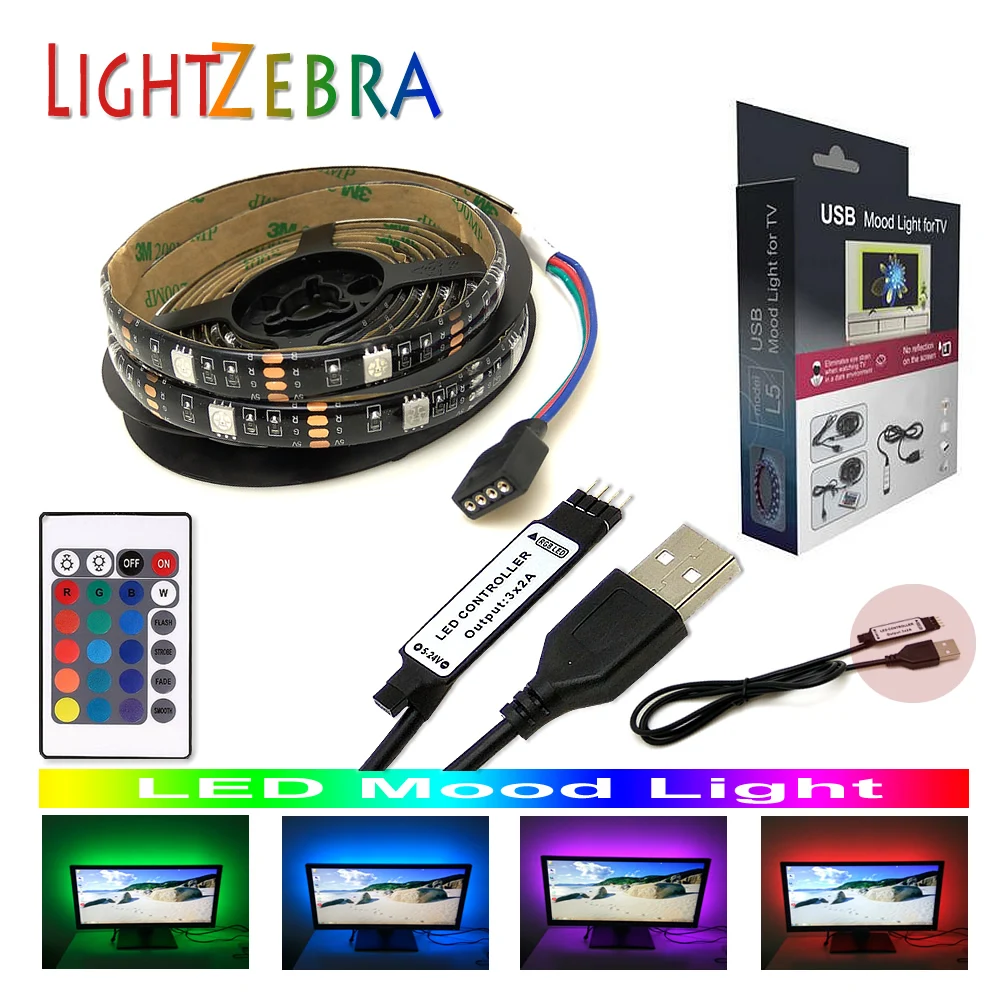 LED Mood light strip for TV PC monitor 200CM 60LEDs 5050 RGB Strips