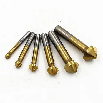 

6 Psc/set Chamfering Hole Reaming Woodworking Chamfering Knife Titanium Three-blade Countersunk Head Chamfering Machine