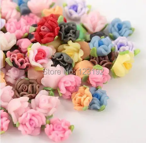 Free Shipping 30pcs Random mixed color Polymer Fimo Rose Shape beads Clay Spacer Beads 15mm For Jewelry Making Craft DIY | Украшения и