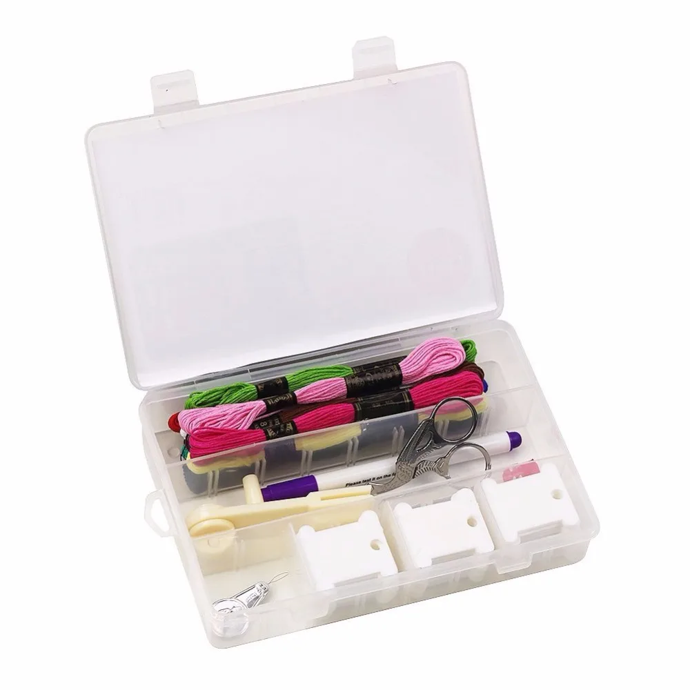 

D&D Sewing Tool Box Multi-function Cross Stitch Kit Organizer Threads Scissors Floss Bobbins Cross-Stitch Tool Accessories