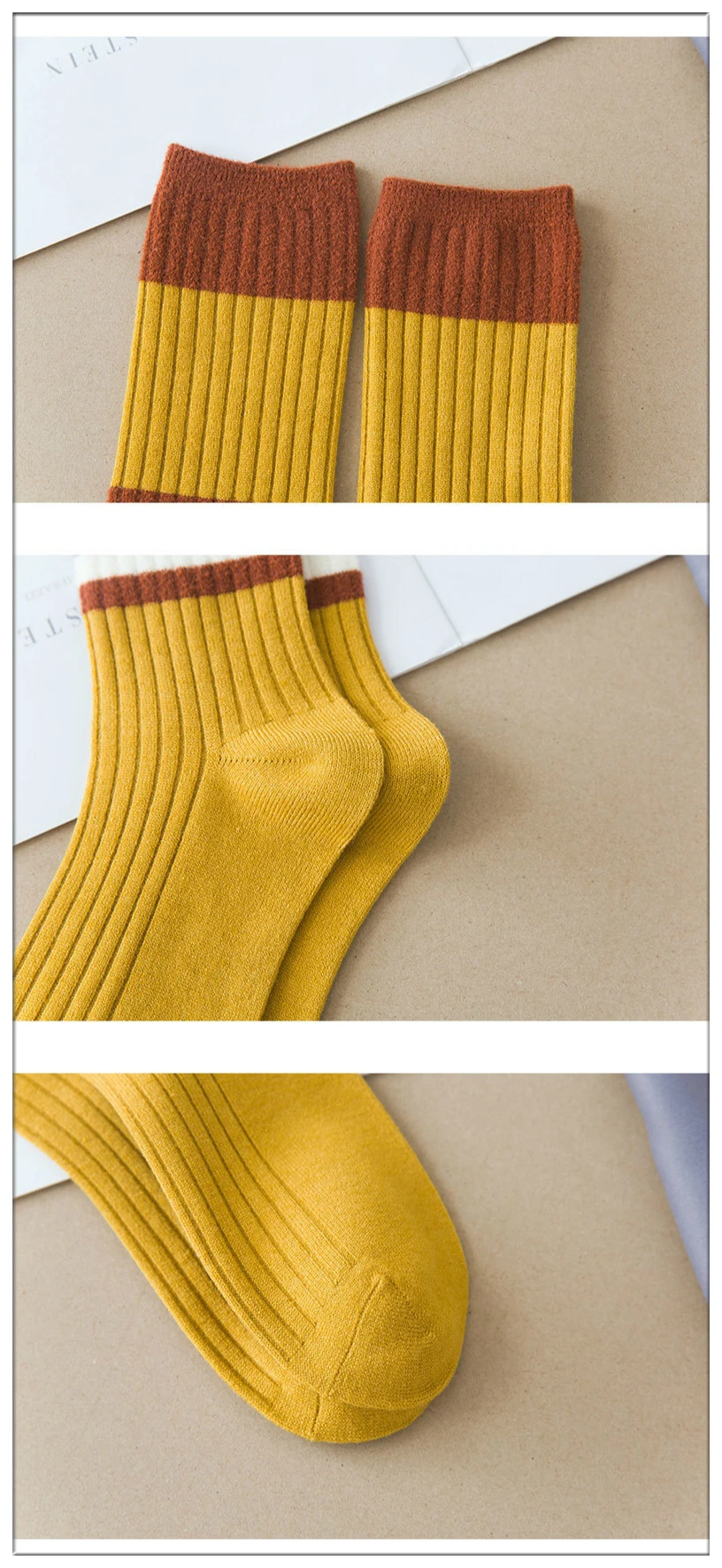 Зимние новые толстые теплые женские модные кашемировые носки без пятки разных цветов однотонные носки в полоску в стиле ретро