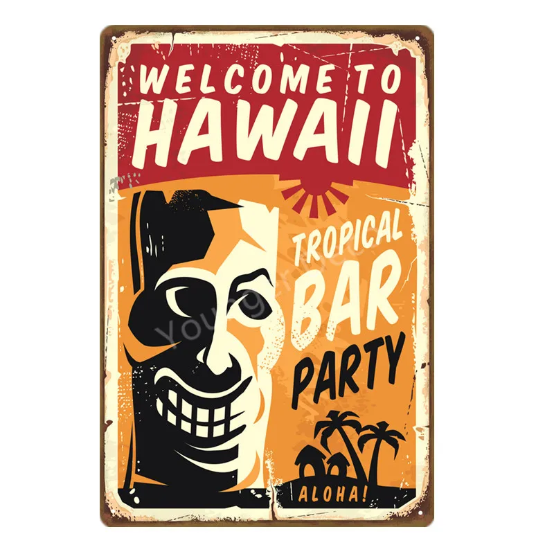 Вечерние украшения Aloha Tiki Bar постер с рисунком стен для ресторана паба домашнего