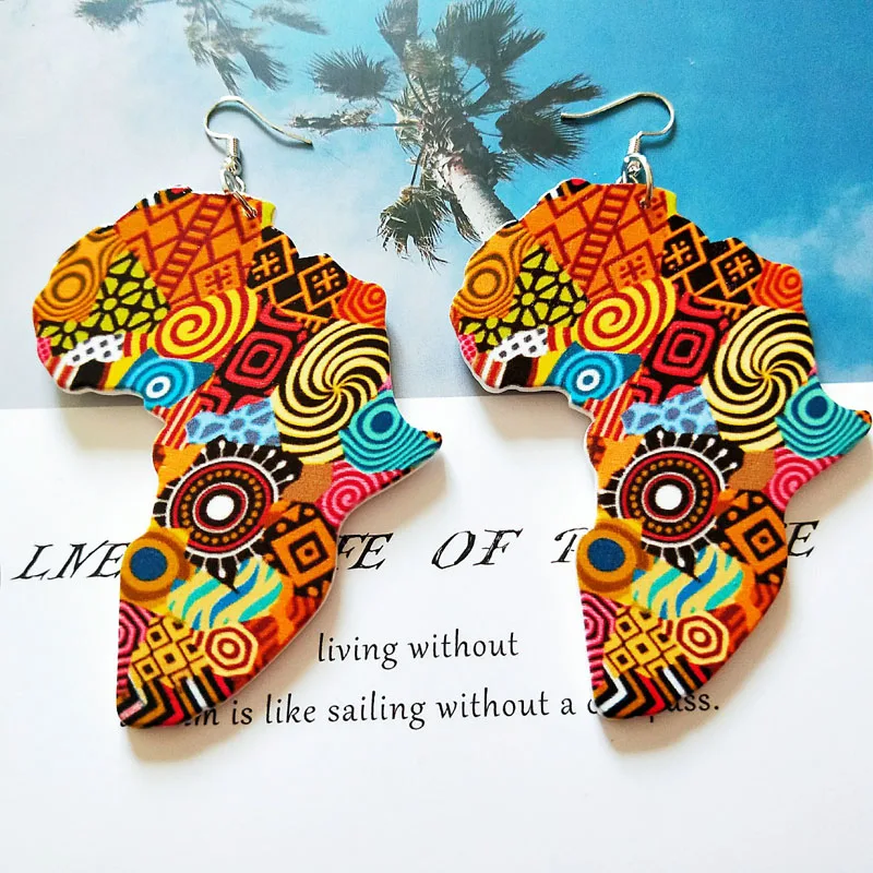 2Pairs Handmade Wooden Dangle Earrings African Tribal Club Women Earrings