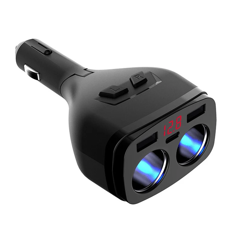 

Universal 12V-24V Car Cigarette Lighter Socket Splitter Plug LED USB Charger Adapter Detection with Dual USB+Type C With Switch