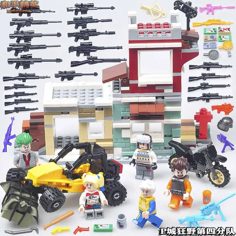 

HOT legoings military weapon guns PUBG FPS Game Unknown's Battlegrounds Model Soldier Army SWAT MOC Building Blocks Boys toys