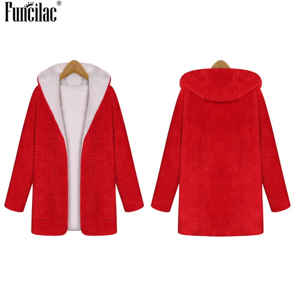 FUNCILAC Fashion Ladies Womens Coat Women Autumn/Winter Long Sleeve Hooded Double-Faced Plush Cardigan Womens Overcoat Warm Coat FUNCILAC Fashion Ladies Womens Coat Women Autumn/Winter Long Sleeve Hooded Double-Faced Plush Cardigan Womens Overcoat Warm Coat
