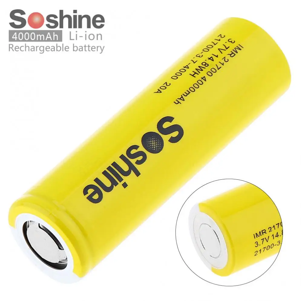 Soshine IMR 21700 3 7 V 14.8WH 20A 4000 мА/ч литий-ионный аккумулятор Перезаряжаемые Батарея для