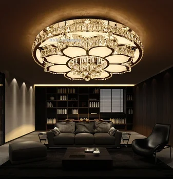 

Living room crystal circular LED ceiling lights modern simple single layer double layer warm bedroom dining room ceiling lamps