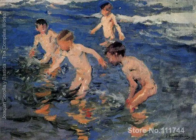 

Paintings of children on beach The bath Joaquin Sorolla y Bastida canvas High quality Hand painted