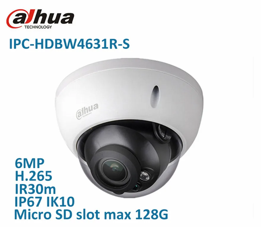 Dahua ip-камера 6MP POE IPC-HDBW4631R-S поддержка sd-слота IR30m IK10 IP67 cctv камера английская прошивка и многоязычная прошивка