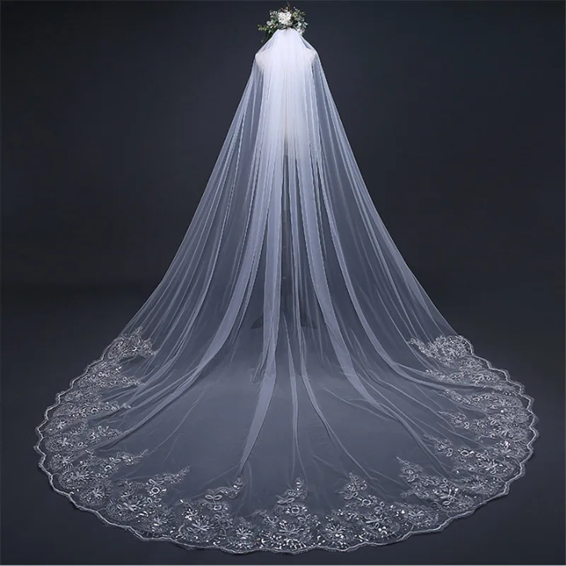 3 /4Meter White Ivory Cathedral Wedding Veils Long Lace Edge Bridal Veil with Comb Accessories Diy | Дом и сад