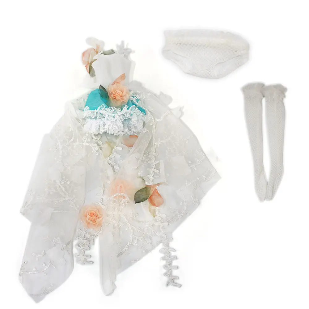 bjd dress Forturn days только для 1/4 bjd 45 см кукла белый цветок платье леггинсы чулки костюм принцессы одежда - Цвет: bjd dress