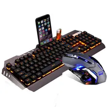M398 Wired Yellow / Rainbow LED Backlit Ergonomic Usb Gaming Keyboard Mouse Combo illuminated + 3200DPI Optical Gamer Mouse Sets