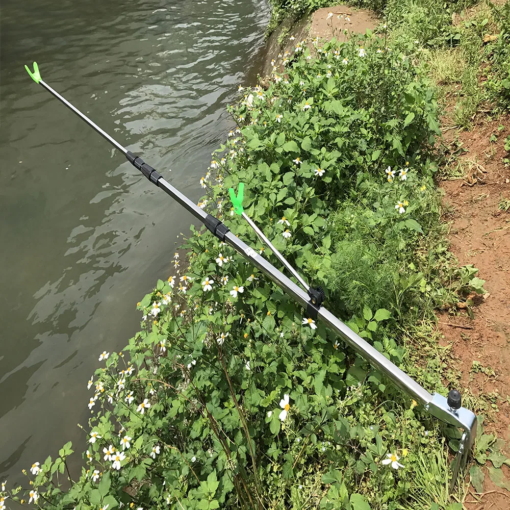 

1.5M 1.7M 2.1M 2.4M Aluminum Alloy Fishing Pole Hand Rod Holder Stand Bracket Adjustable Telescoping Fishing Tool