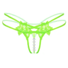 Кружевные трусики с открытой промежностью подвеска Леди жемчуг G стринги V-String зеленые женские s Низкая талия Нижнее белье Трусики для секса 19Mer20 P40