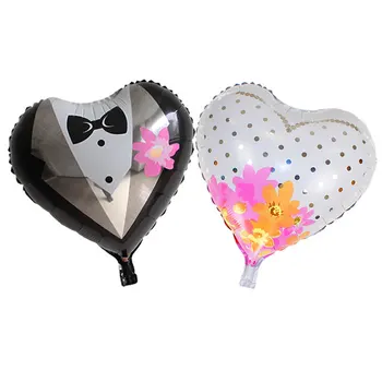 

1PC 18inch heart shaped groom and bride balloons Aluminum foil Helium balloon wedding decoration Valentine's Day party supplies