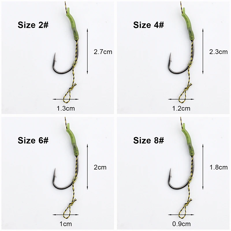 Карп Рыбалка волос Rig 2 шт./компл. готовые кривая хвостовиком крючок для рыбалки на карпа, волосы Rig связаны готовы карп рыболовные крючки Размеры 2#4#6#8