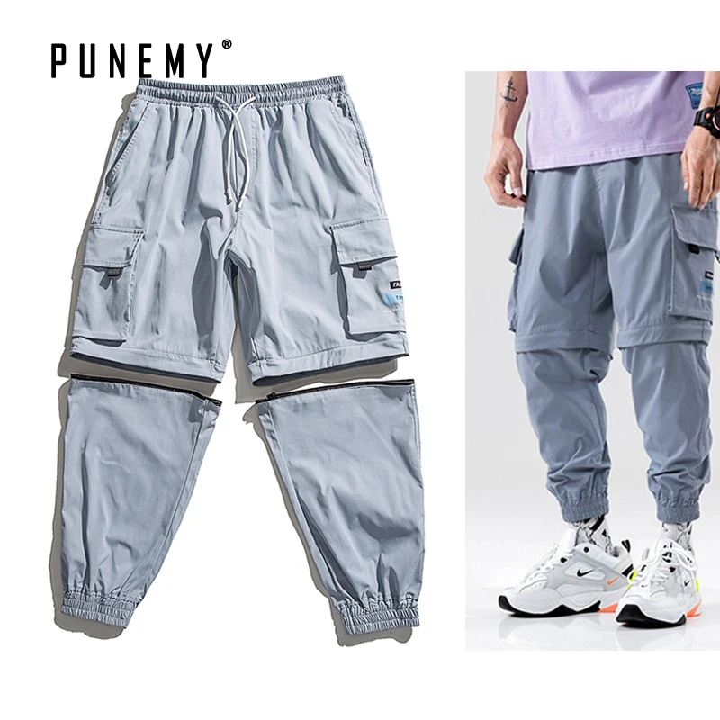 

Men Sweatpants Joggers Trousers Multi-pockets Detachable Drawstring Harajuku Hip Hop Japanese Streetwear Vintage Man's Sweatpant