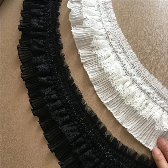 Юбка кружевная плиссированная черная/белая 5 ярдов/партия|diy clothes accessories|clothes