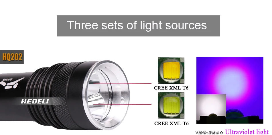 Светодиодный водонепроницаемый светильник-вспышка для дайвинга, погружение L2, подводный УФ-светильник, 100 метров, светодиодный фонарь, лампа для кемпинга, используется батарея 26650 18650