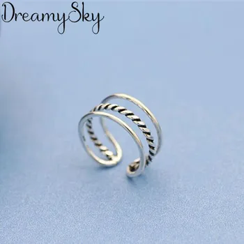 

Vintage Simple Silver Color Geometric Multilayer Rings For Women Engagement Statement Finger Ring