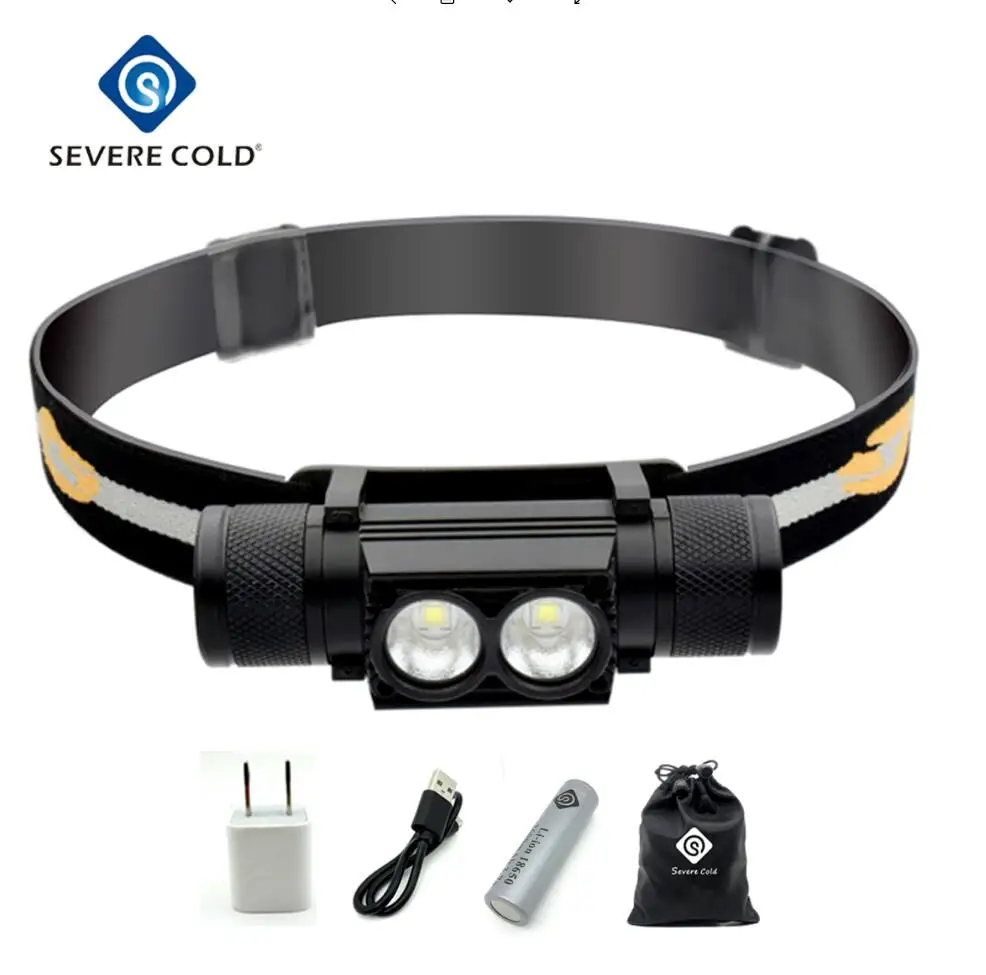 

Severe Cold Newest LED Headlight USB Rechargeable Headlamp XML L2 Head Light 18650 Rechargeable Battery Camping Work Head Lamp