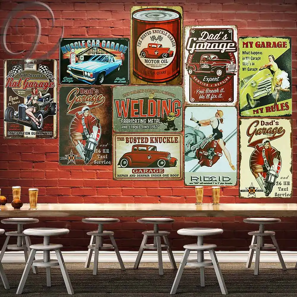 Buy Dad's Garage Vintage Metal Signs Retro Metal