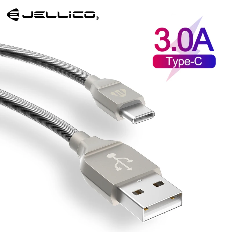

Jellico Luxury Metal USB Cable for Samsung S9 S10 3A Fast Charge Type C Braided Charger Cable for Xiaomi Phone Cable Data Cord