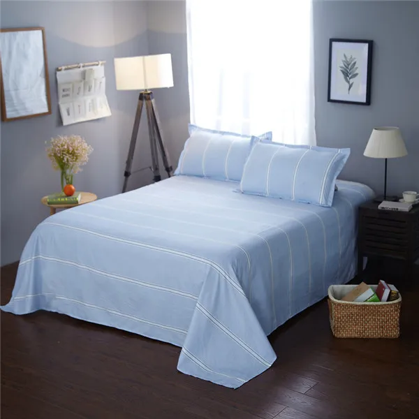 European Gray Plaid Pattern Flat Sheet 230x250cm Set 4 Size Blend