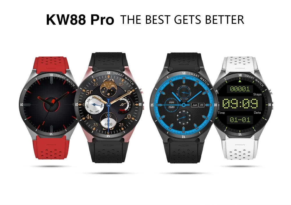 KW88 PRO Smart Watch 1,39 дюймов MTK6580 Android 7,0 gps+ WI-FI+ 1 Гб+ 16 Гб Смарт часы 460 мА/ч, 2,0 мега пикселей, отображающие сердцебиение