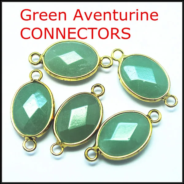 5 pcs fashion jewelry connectors green aventurine stone connectors