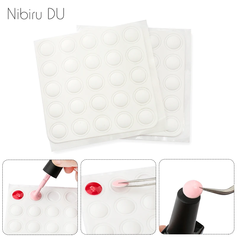 

White Silicone Label Sticker Color Button UV Gel Polish Color Paster Manicure Display Label Nail Art Tool False Nail Tips Set