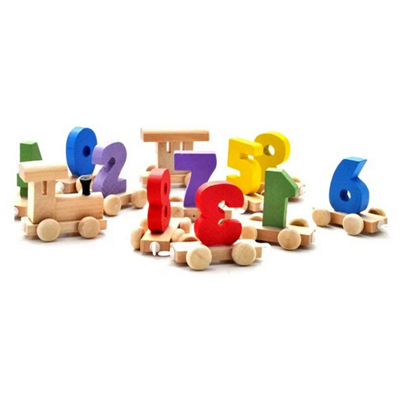 TOFOCO съемный деревянный номер поезд транспортного средства обучения Развивающие детские игрушки для детей Подарки Монтессори