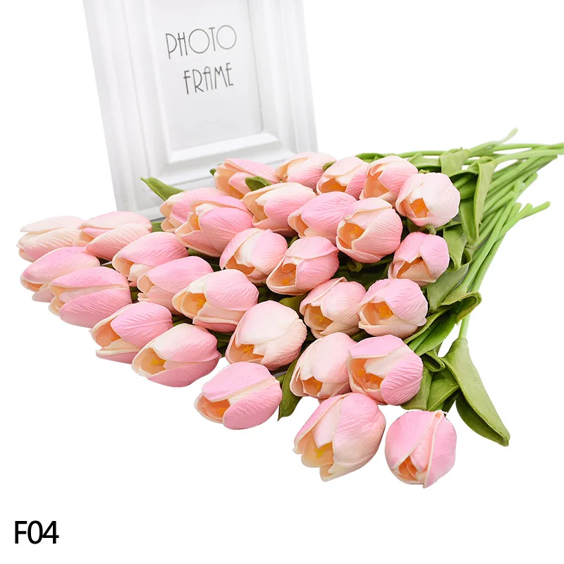 5 шт./лот, яркие искусственные тюльпаны с цветами, для украшения дома, многоцветные тюльпаны для украшения свадебного макета, искусственные цветы - Цвет: F04