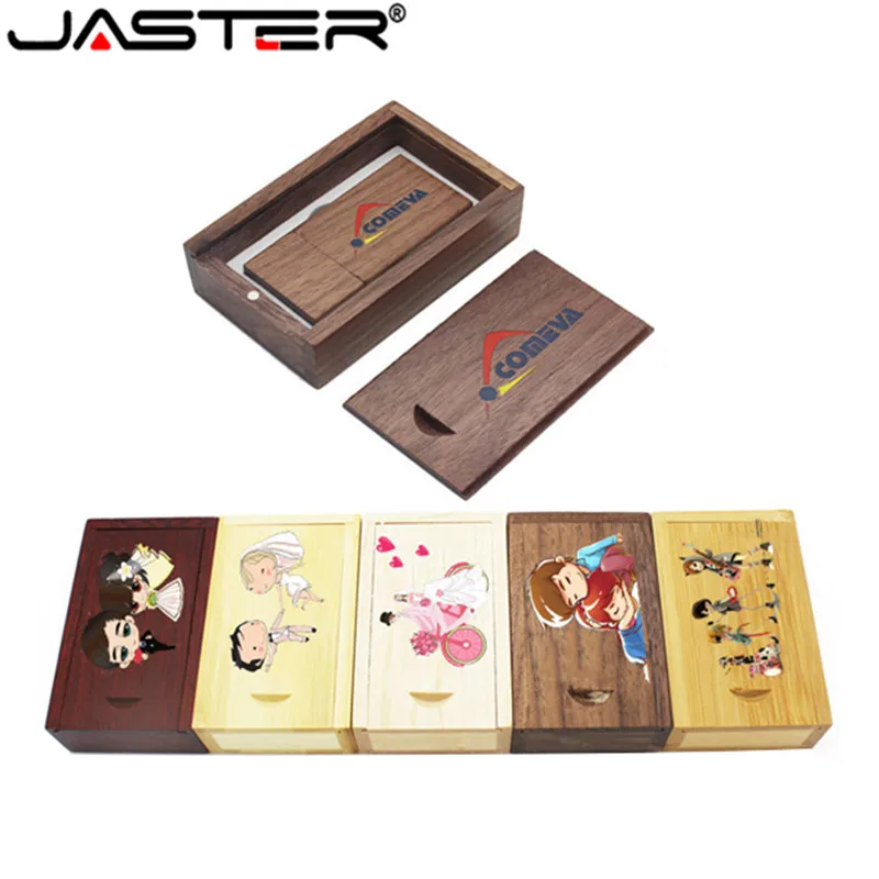 JASTER флеш-диск usb 2,0 деревянная usb коробка ручка-накопитель 5 цветов большой квадратный блок 4 ГБ/8 ГБ/16 ГБ/32 ГБ/64 Гб Пользовательский логотип цветная печать