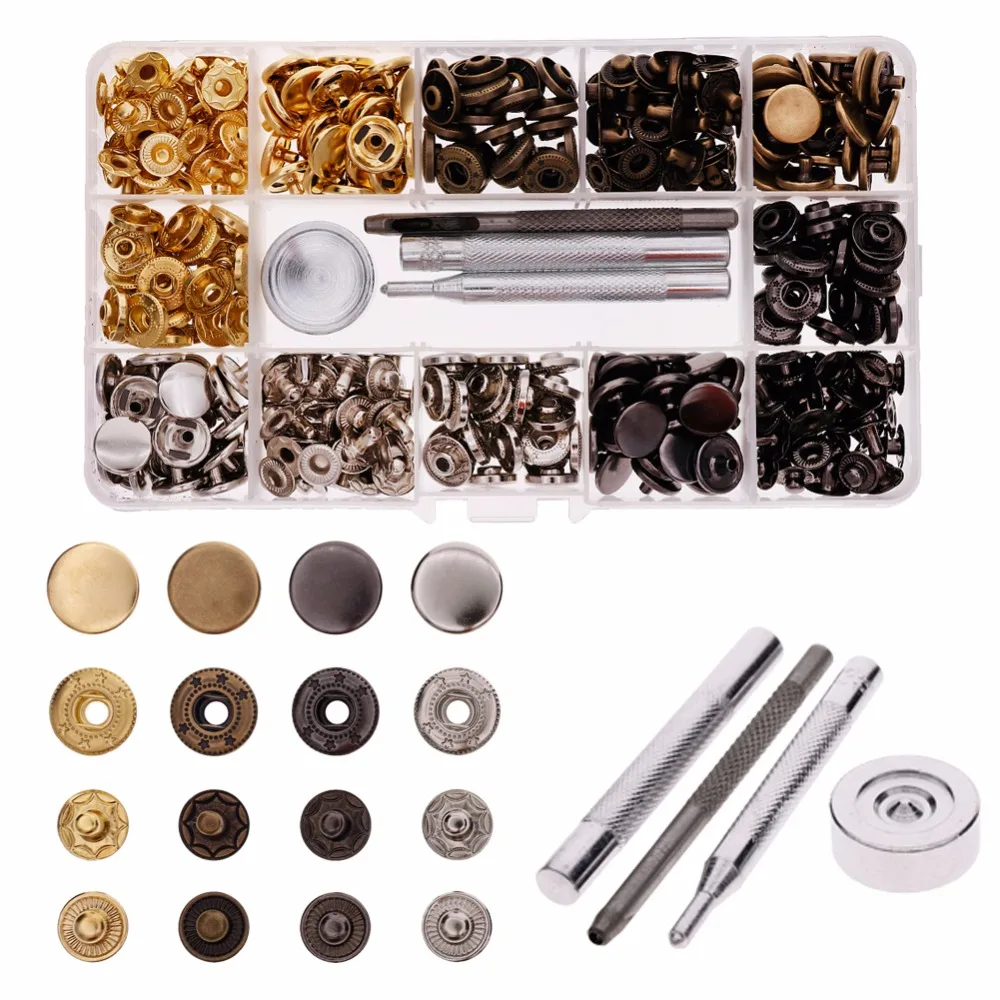 100pcs/Set Leather Craft Snap Fastener Kit Button Press Studs with