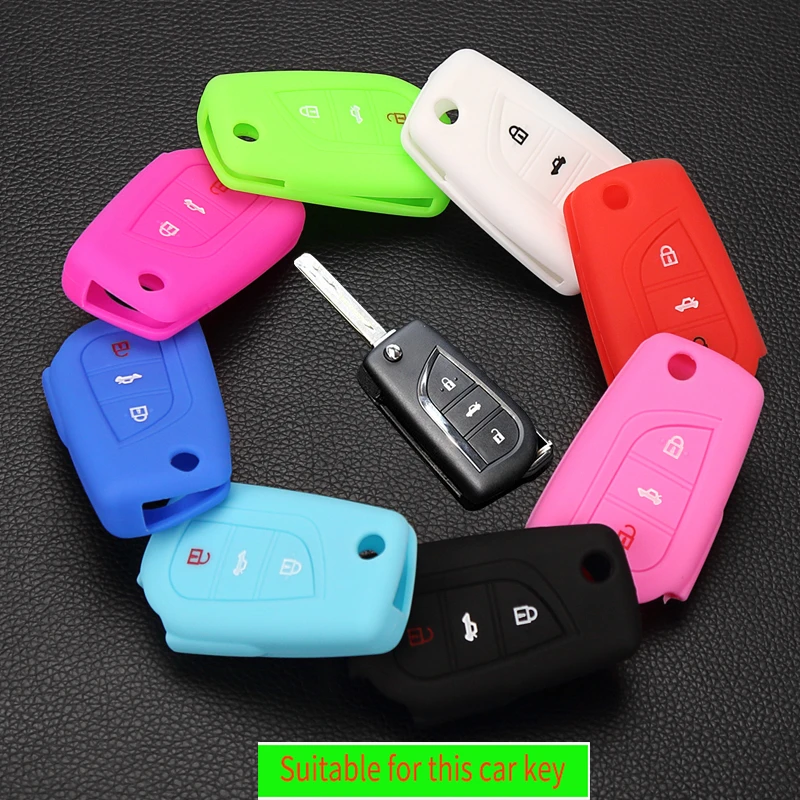 

2017 Praise 2 Buttons Silicone Key Shell Case Cover for Toyota Camry Prado Highlander Corolla REIZ Crown RAV4 fob Protect shell