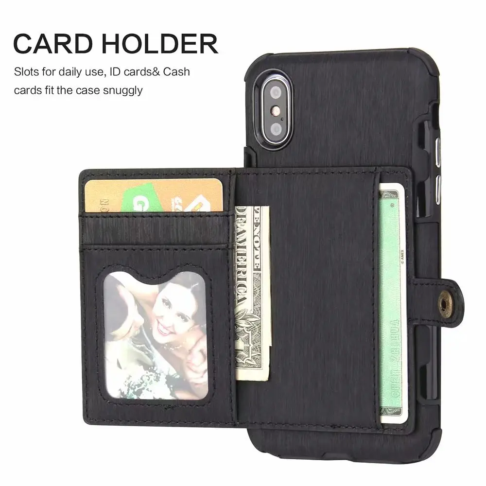 iphone 7 silicone case Retro PU Leather With Card Pocket Back Cover For iPhone 12 11 Pro XS MAX XR X 8 7 6Plus SE 2020 Multifunction Wallet Phone Case cute iphone 8 cases
