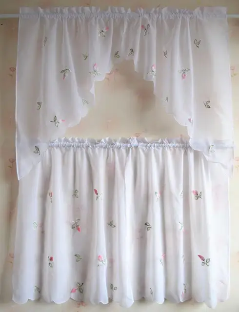 Pastoral Small Chili Embroidery Finished Coffee Curtain Short