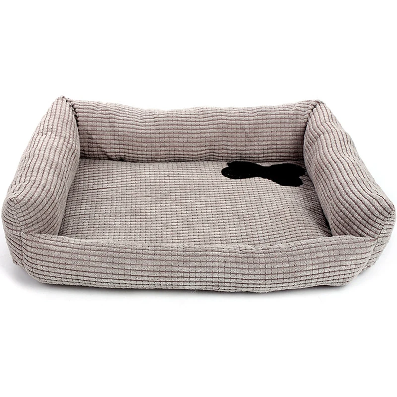 buy Corduroy Bone Winter Warm Dog Bed Brown Grey Pet Chihuahua Nest Mat All Season Soft Cotton Puppy Cat Sleeping Sofa for Small Dog
