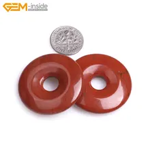 Драгоценный камень внутри натуральный камень красное кольцо из яшмы круг пончики камень бусины для изготовления ювелирных изделий 1 шт. кулон DIY ювелирные изделия