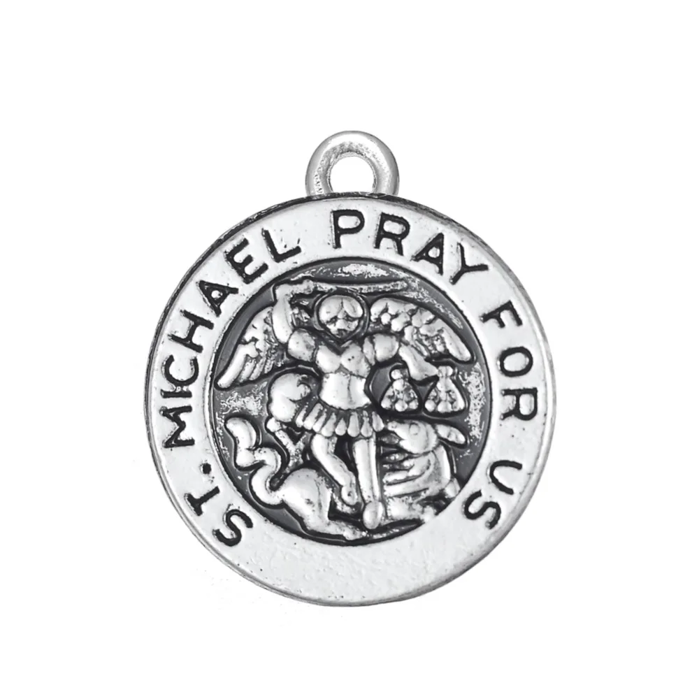 

my shape 20pcs ST saint Michael pray for us vintage jewelry charm plating antique silver religious factory wholesale charm