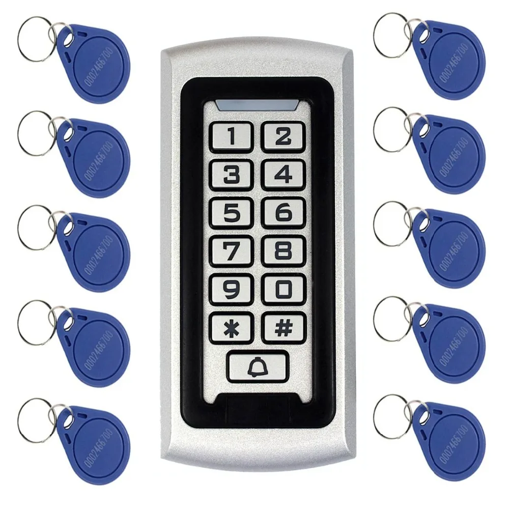 

Keypad RFID Access Control System Proximity Card Standalone 2000 Users Door Access Control + 10pcs RFID Cards F1212