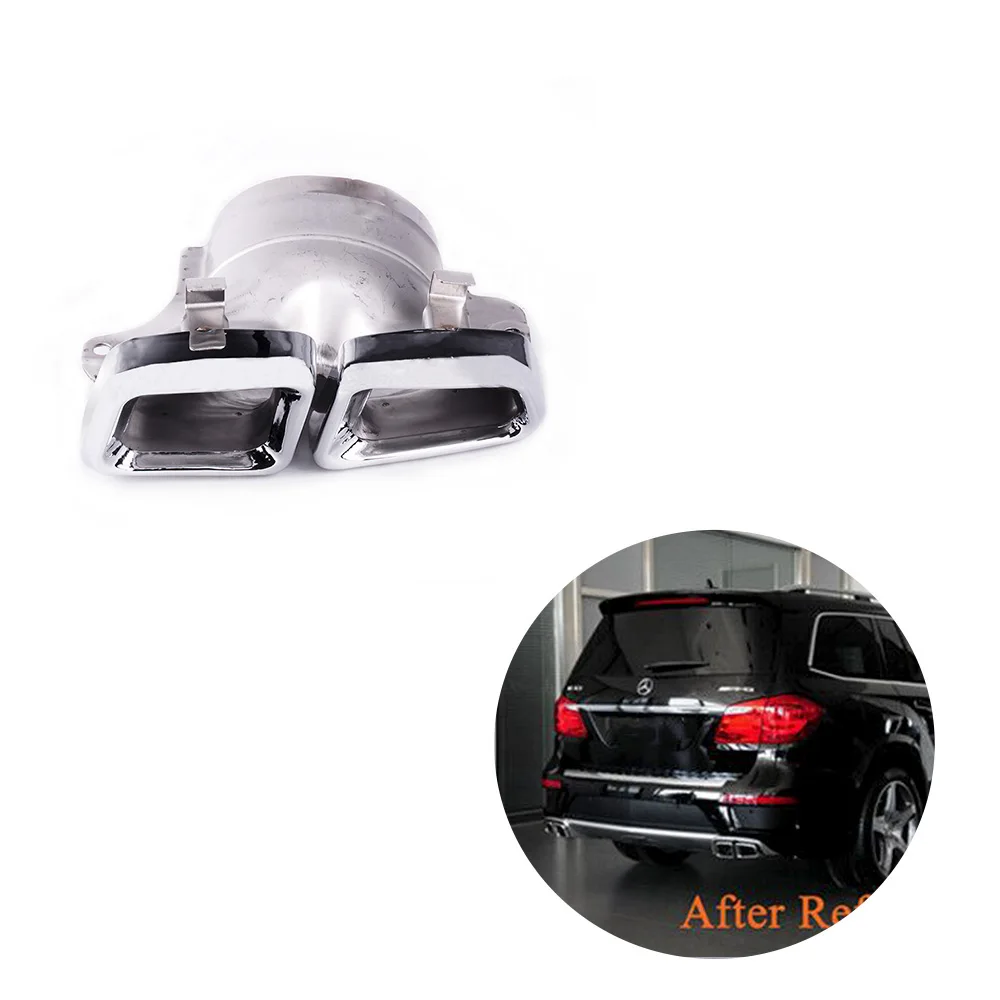 Exhaust Pipe Muffler Tail Tips 304 Stainless Steel Muffler Tip for Mercedes-Benz 14-16 ML X164 W166 GL X166 With Logo RS-CR2008