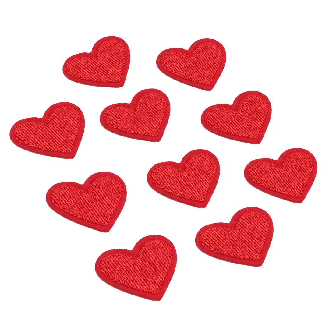 10pcs/set Clothes Sticker Jacket DIY Applique Mayitr Red Love Heart Sew Iron On Embroidery Patches Apparel Sewing & Fabric