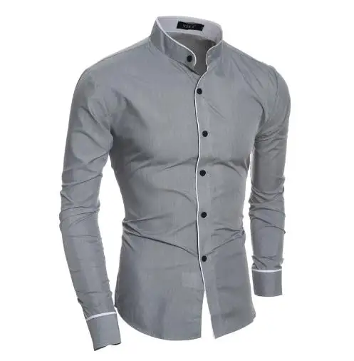 Gray Dropshippingбрендовая модная мужская рубашка с длинными рукавами, топы высокого качества с 3D рисунком, мужские рубашки, облегающие мужские рубашки - Цвет: Gray
