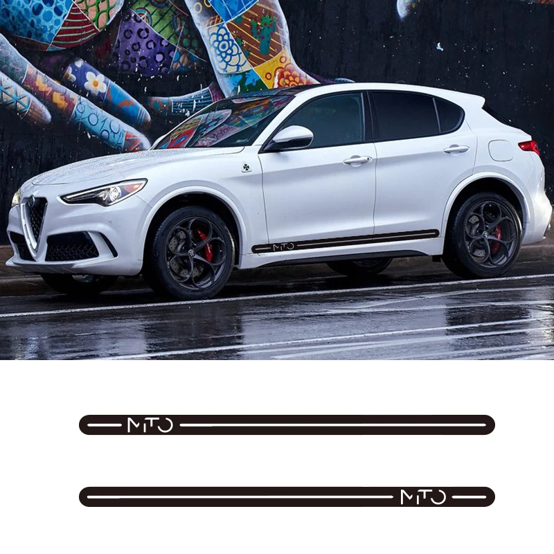 

2PCS Vinyl Decal Door Side Skirt Strip Car Body Customized Stickers Sport Styling For Alfa Romeo Stelvio Giulia 4C Giulietta