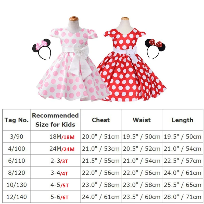 Платье Минни Маус для девочек на день рождения, фотосессия, Детские вечерние маскарадные платья Минни Маус в горошек комплект из 2 предметов, детская одежда для девочек
